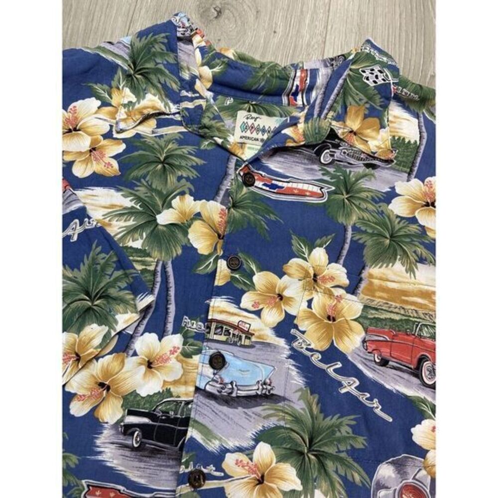 Vintage Reyn Spooner Shirt Men XL Hawaiian 57 Chevy Belair Nomad Classic Cars